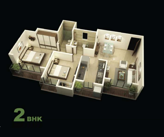 Unique Vistas Thane 2BHK Plan